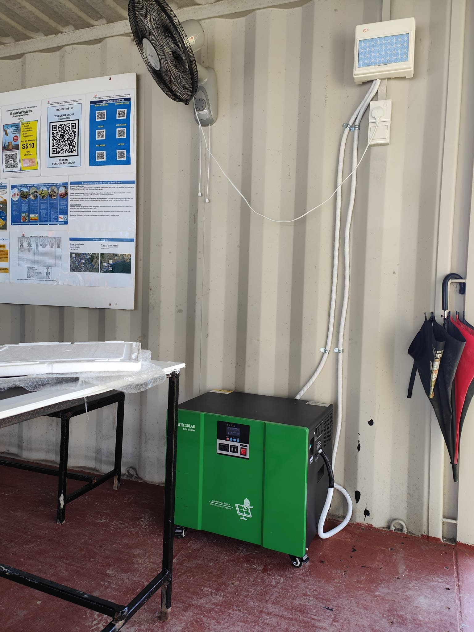 Installed 5kW solar panels and generator at Changi Airport rest container