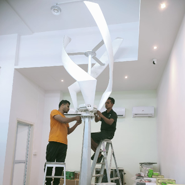 GV-1KW Vertical Axis Wind Turbine being set up for installation