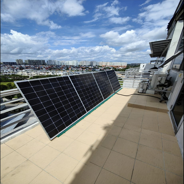 Inside view of the worker rest container with solar system components